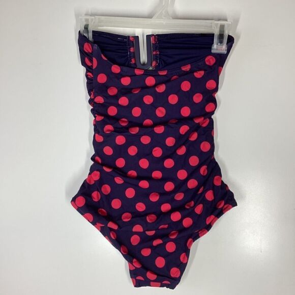 Zimmerman Ruched polka dot bandeau swimsuit Red & Navy blue NWT Size 2 - Picture 6 of 12